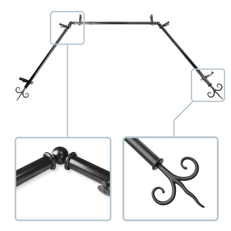 InStyleDesign Vertex 13/16" Bay curtain rod 20"36", 38"72" Bed Bath